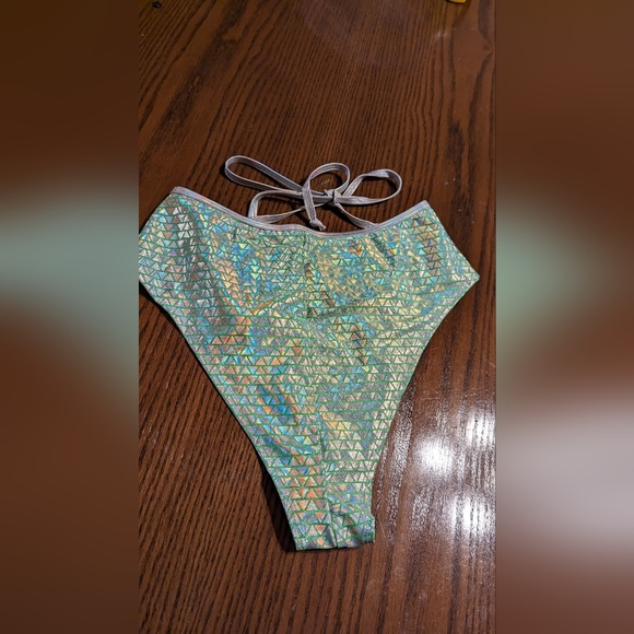 J. valentine ravewear bikini bottoms - silver and green. - Picture 3 of 5